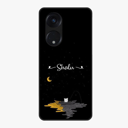 Silent Night Row Glass Case showing flat back view with calm night themed artwork and glossy glass finish.