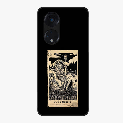 The Empress Glass Case showing flat back view with regal feminine artwork and glossy glass finish.