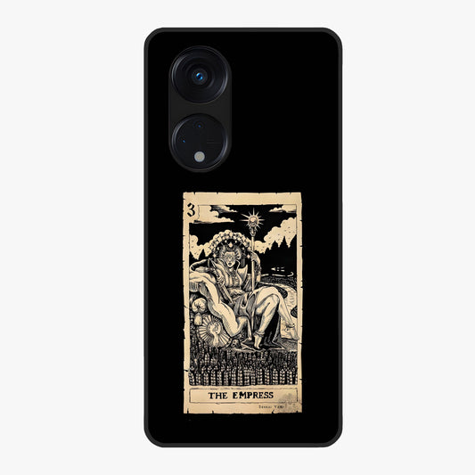 The Empress Glass Case showing flat back view with regal feminine artwork and glossy glass finish.