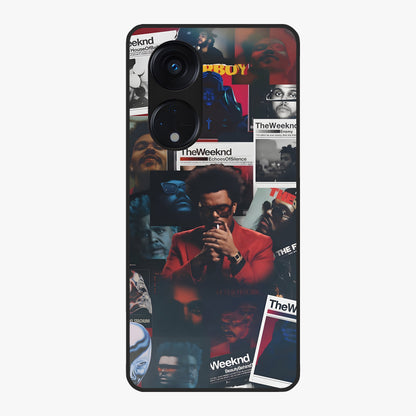 The Weeknd Glass Case showing flat back view with music inspired artistic portrait artwork and glossy glass finish.
