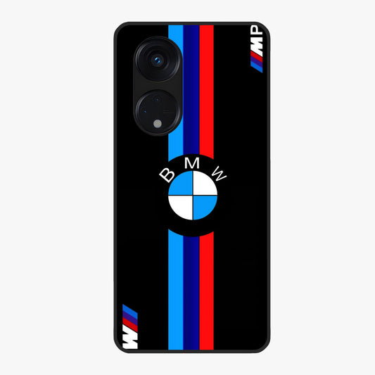 Turbo BMW Beast Glass Case showing flat back view with high performance sports car artwork and glossy glass finish.