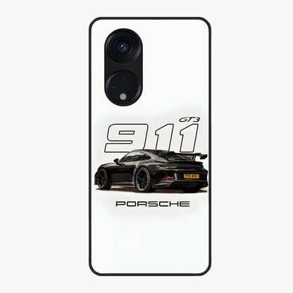 Turbo Legacy Icon Glass Case showing flat back view with iconic sports car inspired artwork and glossy glass finish.