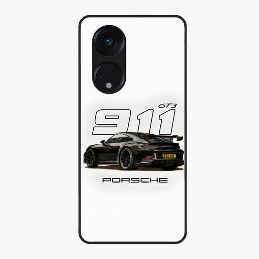 Turbo Legacy Icon Glass Case showing flat back view with iconic sports car inspired artwork and glossy glass finish.