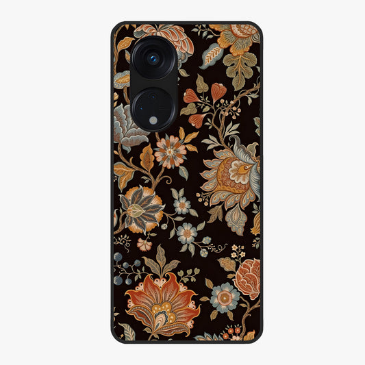 Vintage Floral Dream Glass Case showing flat back view with classic floral artwork and glossy glass finish.