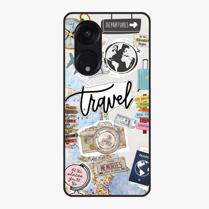 Wanderlust Journal Glass Case showing flat back view with travel inspired artwork and glossy glass finish.