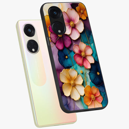 Artlyn Grace Flower Pattern Glass Case displayed in angled mockup highlighting delicate flower pattern design and smooth glass surface.