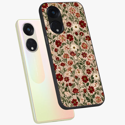 Biege Flower With Leaf Glass Case displayed in angled mockup highlighting minimal floral leaf design and elegant aesthetic.