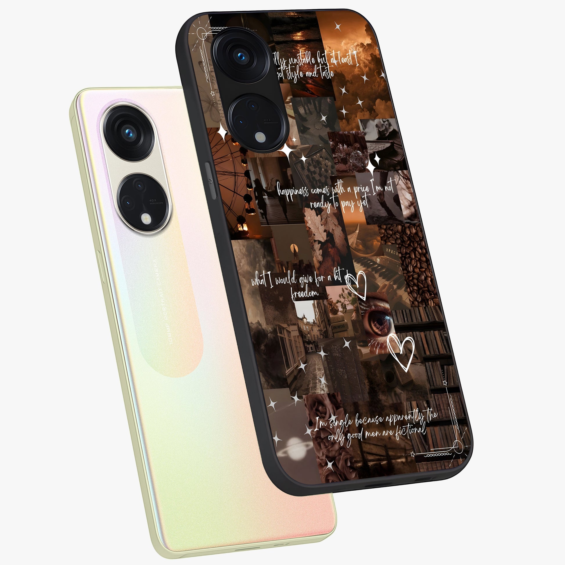 Bittersweet Aesthetic Chaos Glass Case displayed in angled mockup highlighting expressive abstract artwork and edgy aesthetic theme.