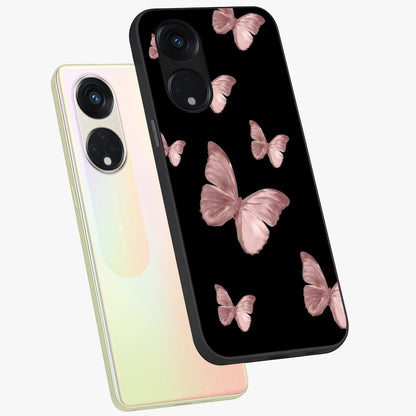 Butterfly Pattern Glass Case displayed in angled mockup highlighting delicate butterfly design and aesthetic pattern style.