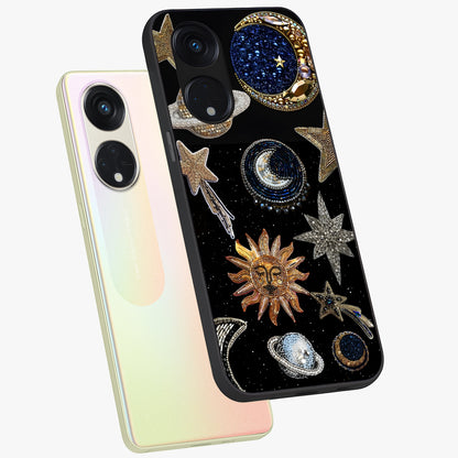 Celestial Gem Constellations Glass Case displayed in angled mockup highlighting gemstone inspired constellation design.