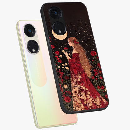 Crimson Dreams Glass Case displayed in angled mockup highlighting soft crimson aesthetic design with artistic theme.