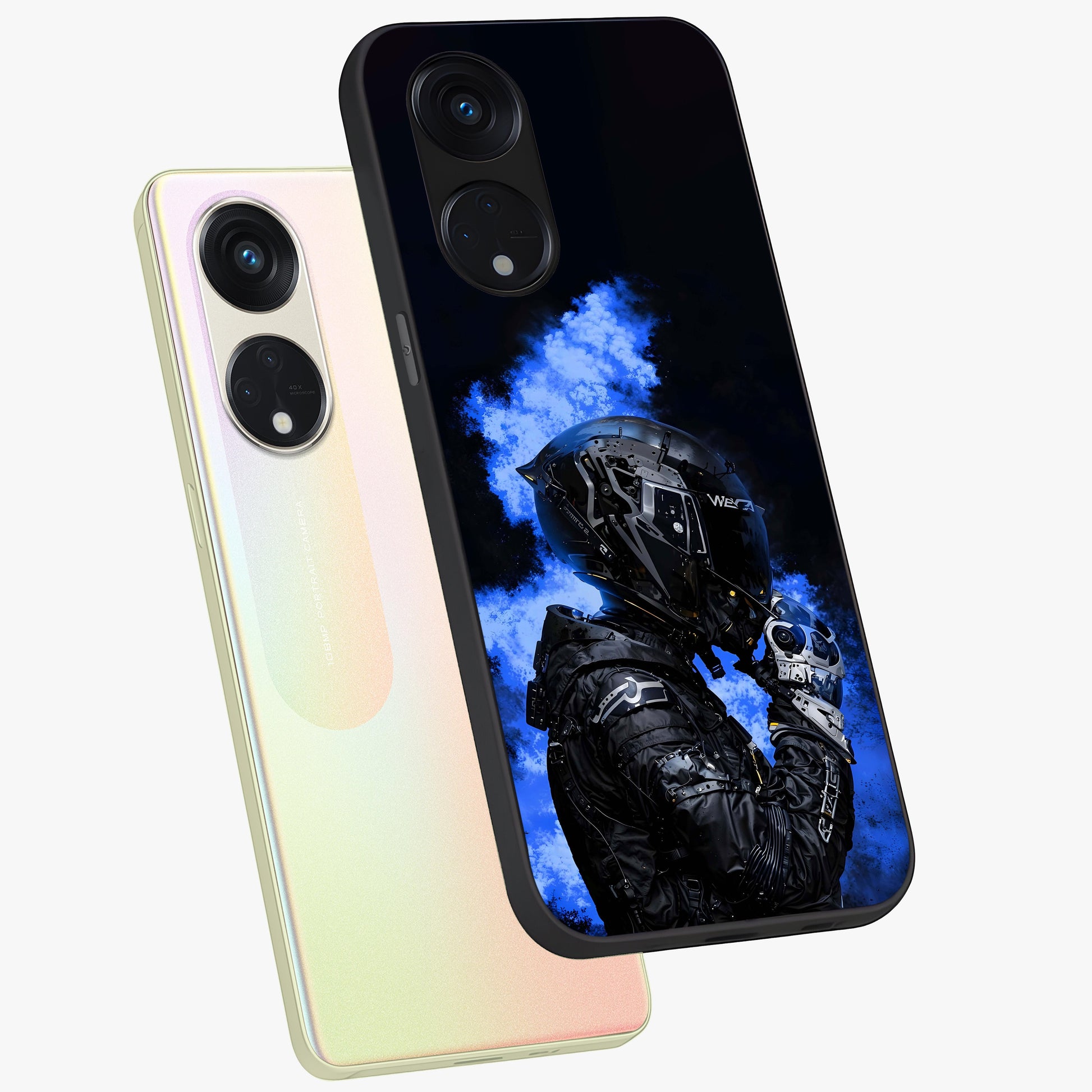 Cyber Sentinel Protocol Glass Case displayed in angled mockup highlighting digital cyber design with sci-fi aesthetic style.
