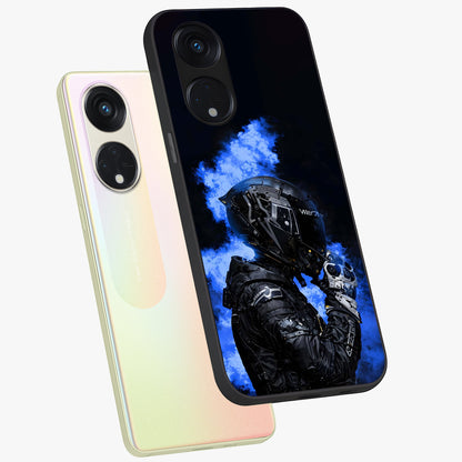 Cyber Sentinel Protocol Glass Case displayed in angled mockup highlighting digital cyber design with sci-fi aesthetic style.