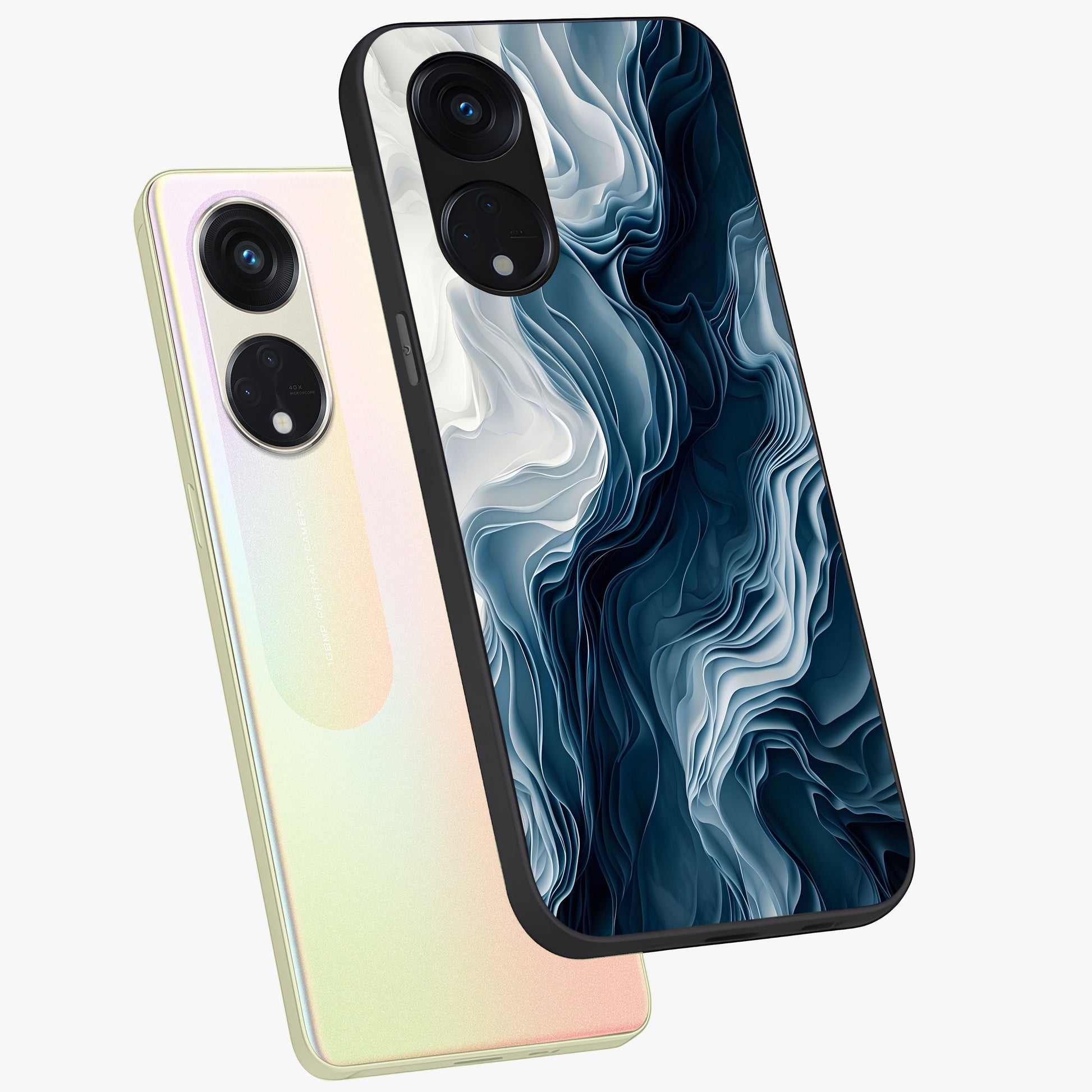 Ethereal Paper Marble Glass Case displayed in angled mockup highlighting elegant marble pattern with modern aesthetic style.