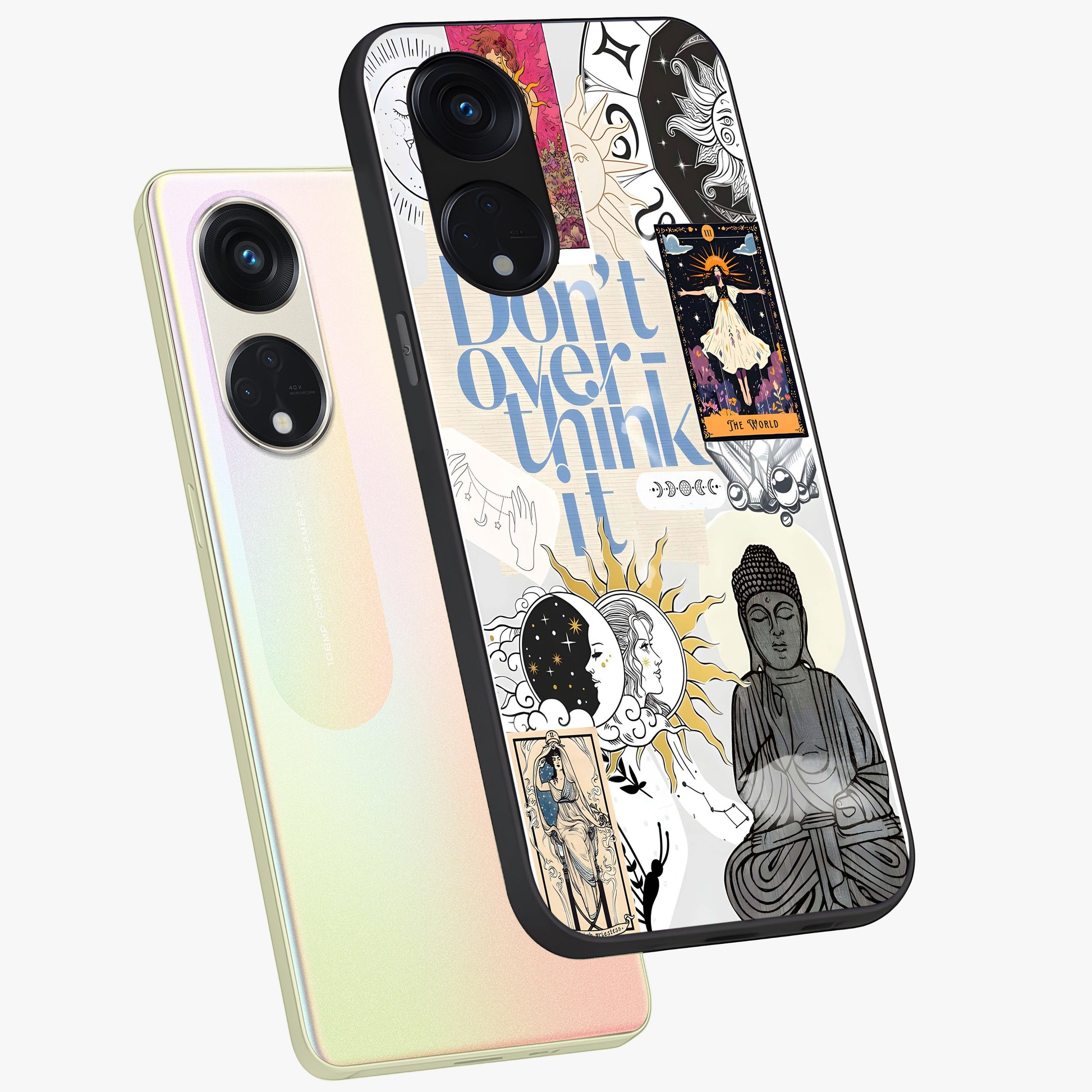 Ethereal Thoughts Glass Case displayed in angled mockup highlighting soft abstract design with calm ethereal aesthetic.