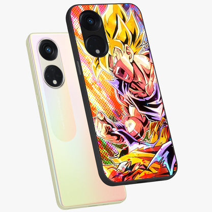 Firing Goku Glass Case displayed in angled mockup highlighting dynamic anime character design with action aesthetic.
