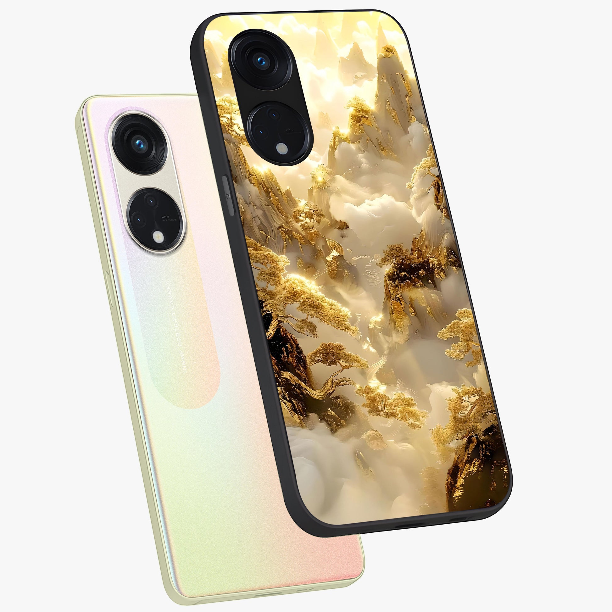 Gates Of Illumination Glass Case displayed in angled mockup highlighting radiant portal inspired design with fantasy aesthetic.