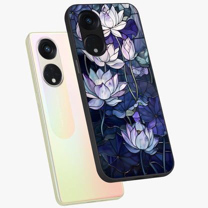 Gloss Petal Rush Glass Case displayed in angled mockup highlighting vibrant petal design with elegant floral aesthetic.