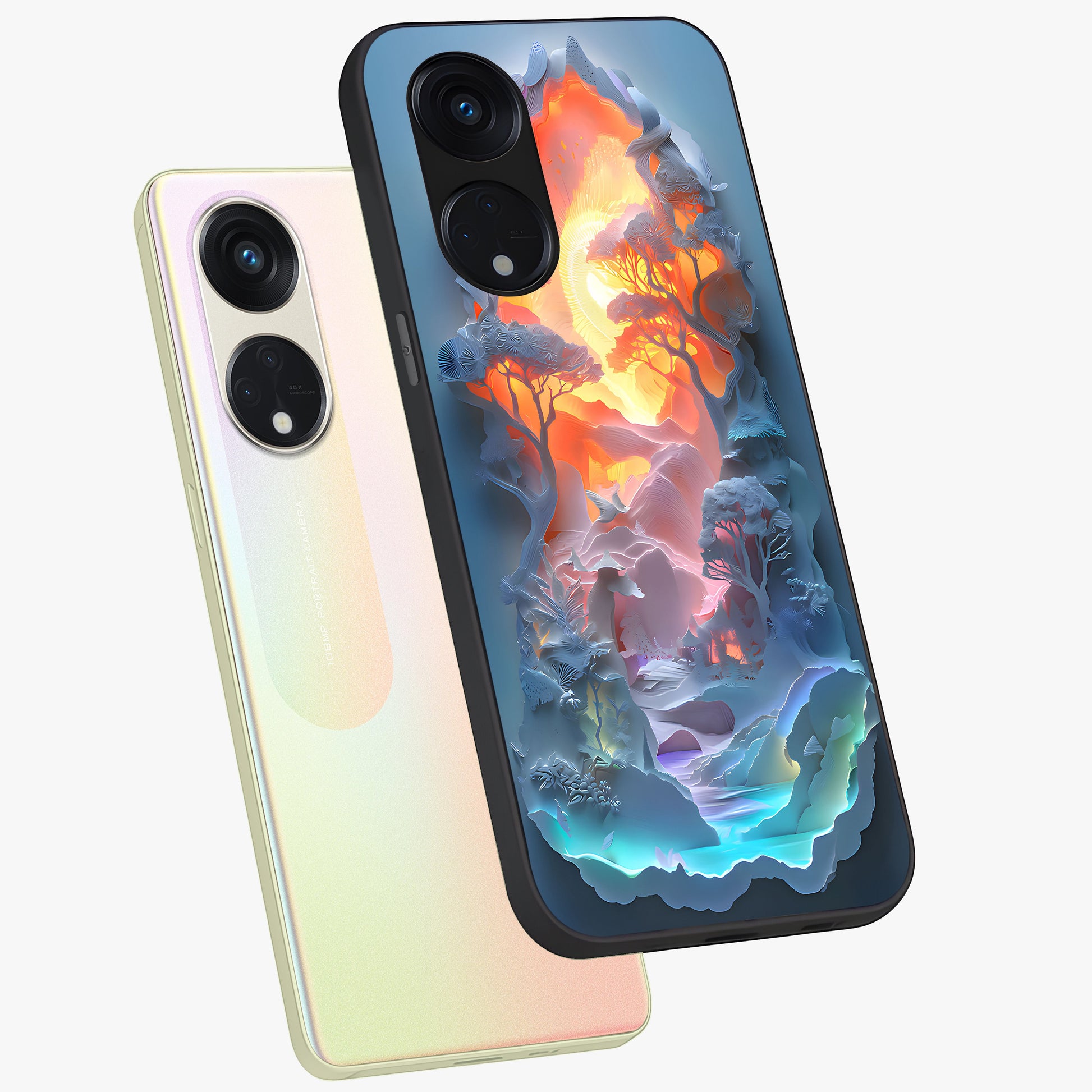 Glow Forest Portal Glass Case displayed in angled mockup highlighting mystical forest design with magical glowing aesthetic.