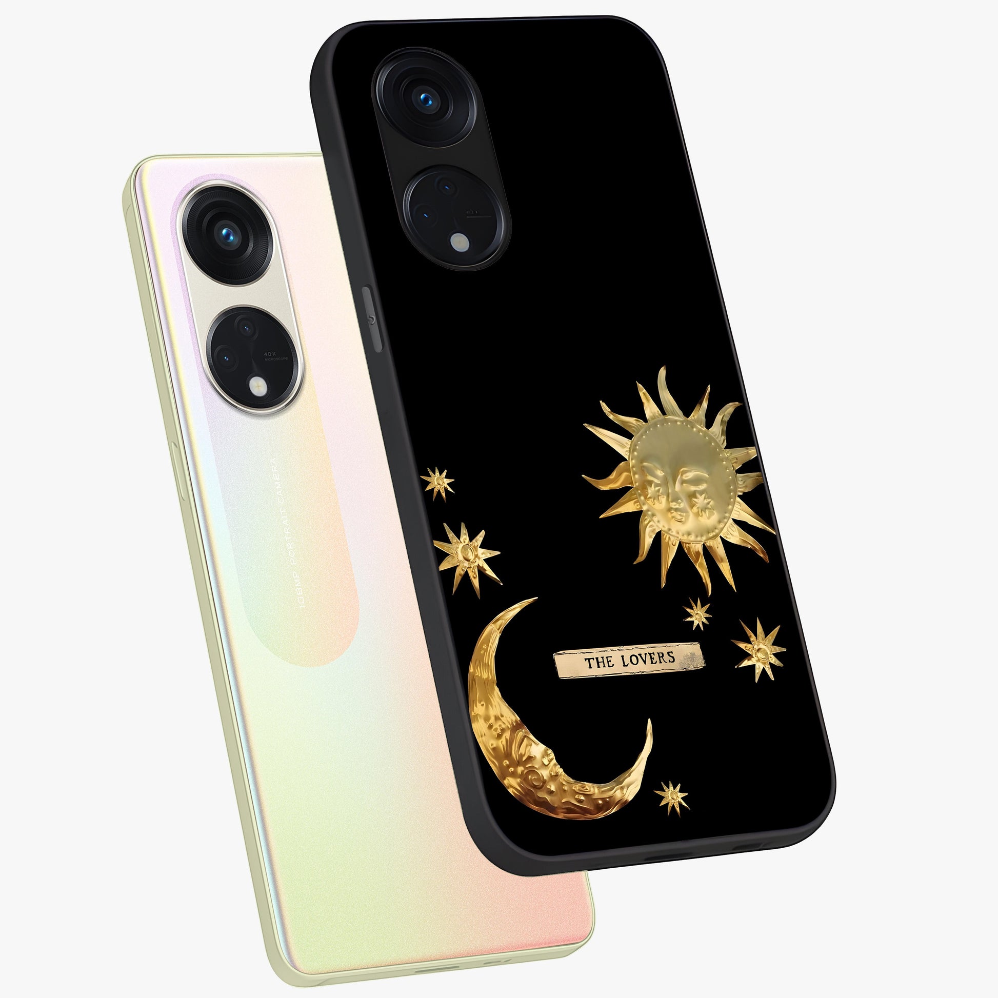 Gold Sun Blush Glass Case displayed in angled mockup highlighting radiant sun design with warm golden aesthetic.