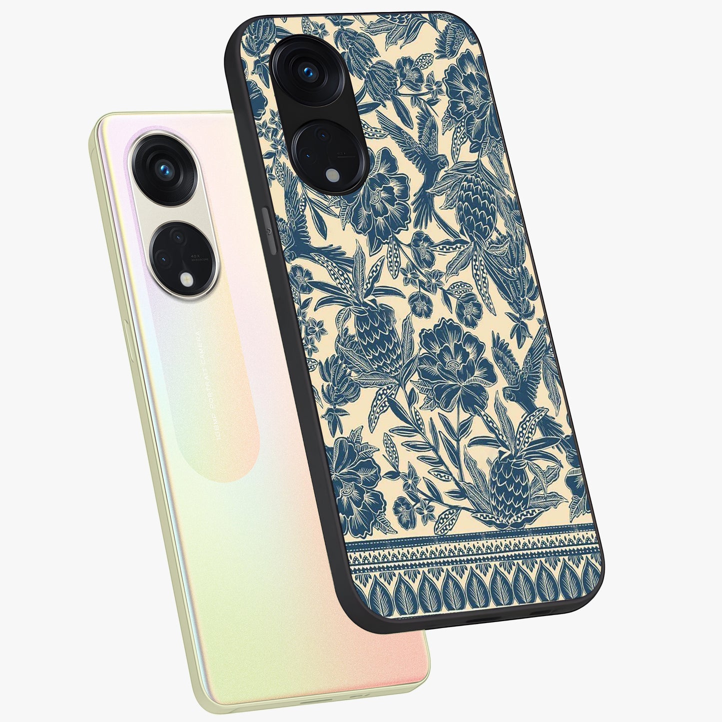 Heirloom Wild Bloom Glass Case displayed in angled mockup highlighting botanical bloom design with classic aesthetic style.
