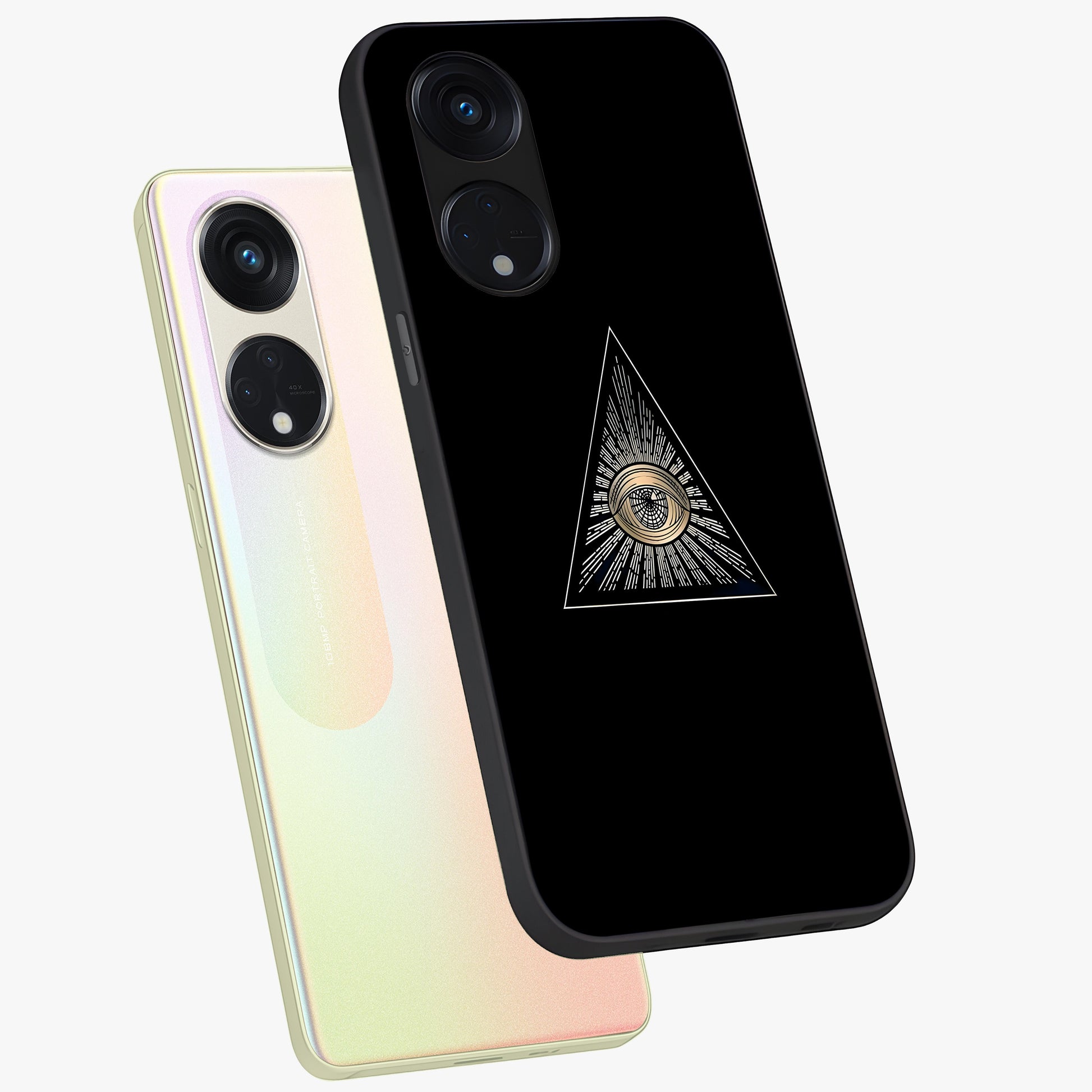 Illuminati Evil Glass Case displayed in angled mockup highlighting dark occult inspired design with bold aesthetic style.
