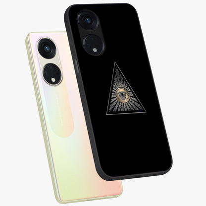 Illuminati Evil Glass Case displayed in angled mockup highlighting dark occult inspired design with bold aesthetic style.