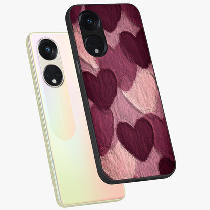 Layered Paper Hearts Glass Case displayed in angled mockup highlighting creative paper craft heart design with romantic aesthetic.