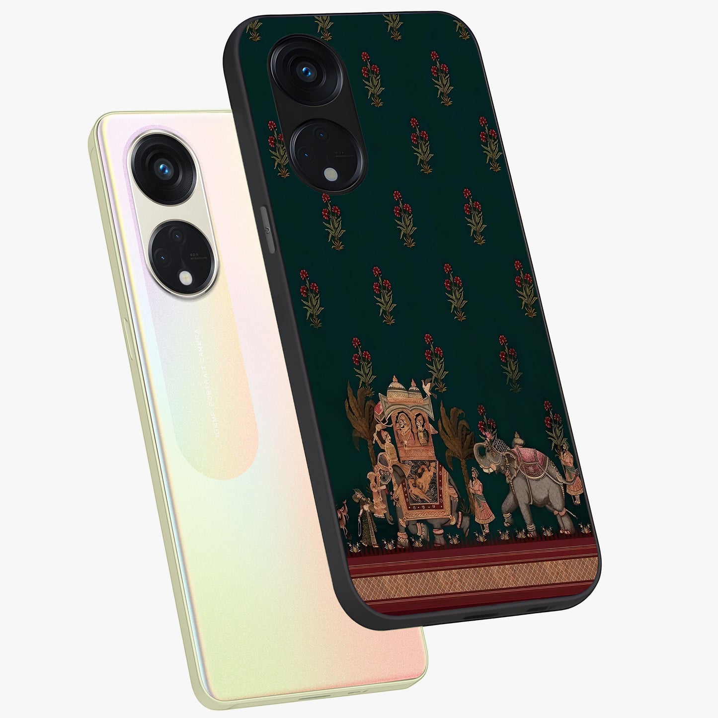 Macmerise Glass Case displayed in angled mockup highlighting trendy graphic design with sleek aesthetic style.
