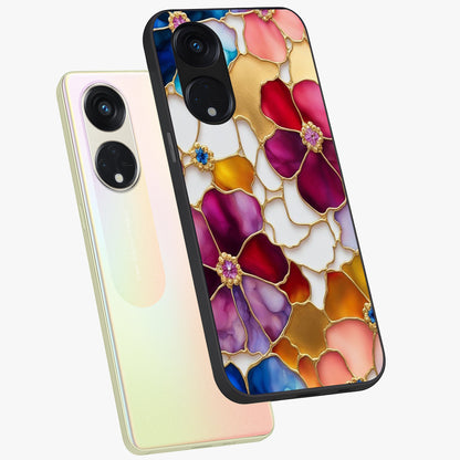 Marble Flower Pattern Glass Case displayed in angled mockup highlighting elegant marble floral design with modern aesthetic.