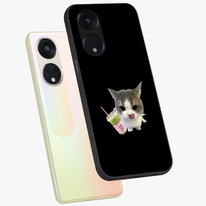 Matcha Cat Style Glass Case displayed in angled mockup highlighting playful feline design with pastel matcha aesthetic.