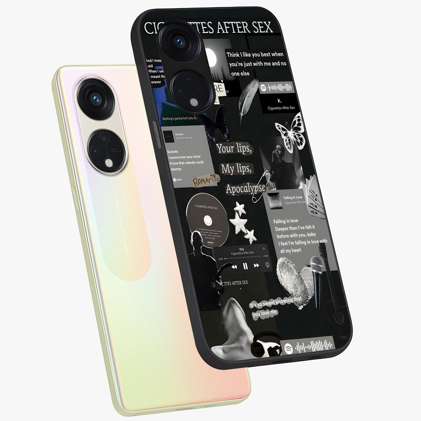 Midnight Love Echo Glass Case displayed in angled mockup highlighting elegant love inspired design with deep aesthetic style.