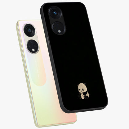 Midnight Panda Love Glass Case displayed in angled mockup highlighting adorable panda illustration with midnight aesthetic.