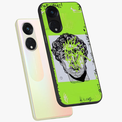 Neo Graffiti Rebellion Glass Case displayed in angled mockup highlighting urban street art design with rebellious aesthetic.
