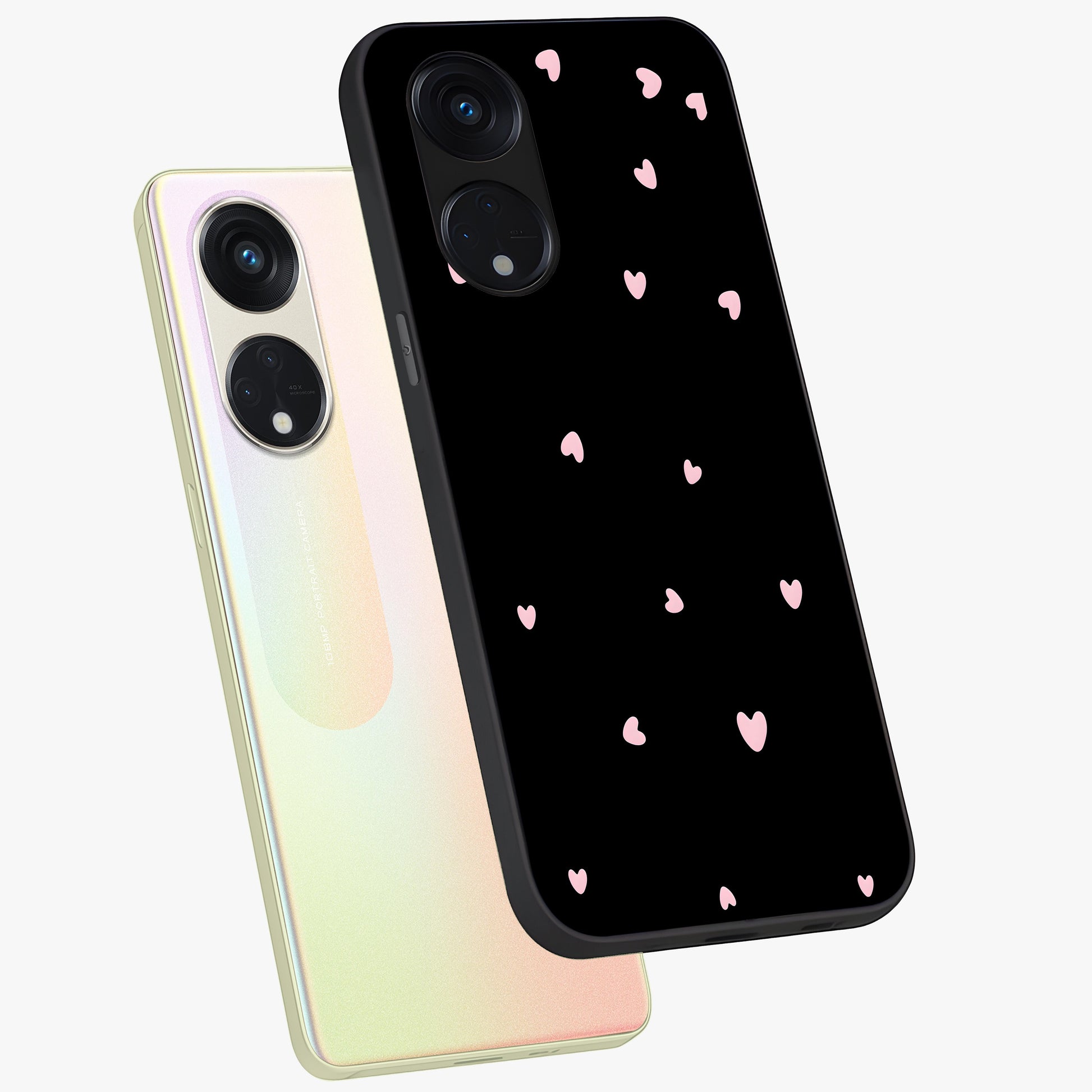 Pink Love Drops Glass Case displayed in angled mockup highlighting cute love drop design with vibrant pink aesthetic.