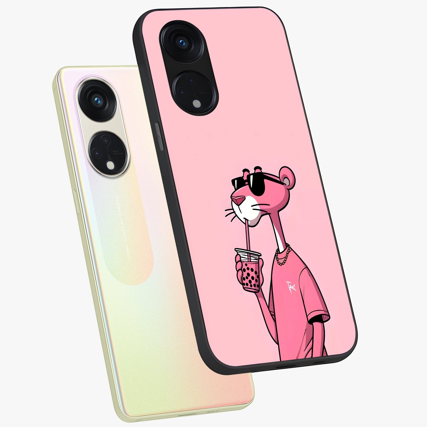 Pink Panther Glass Case displayed in angled mockup highlighting playful cartoon character design with vibrant pink aesthetic.