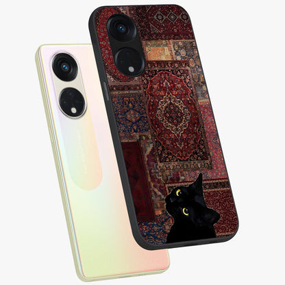 Regal Magic Cat Apple Glass Case displayed in angled mockup highlighting whimsical feline design with fantasy aesthetic.