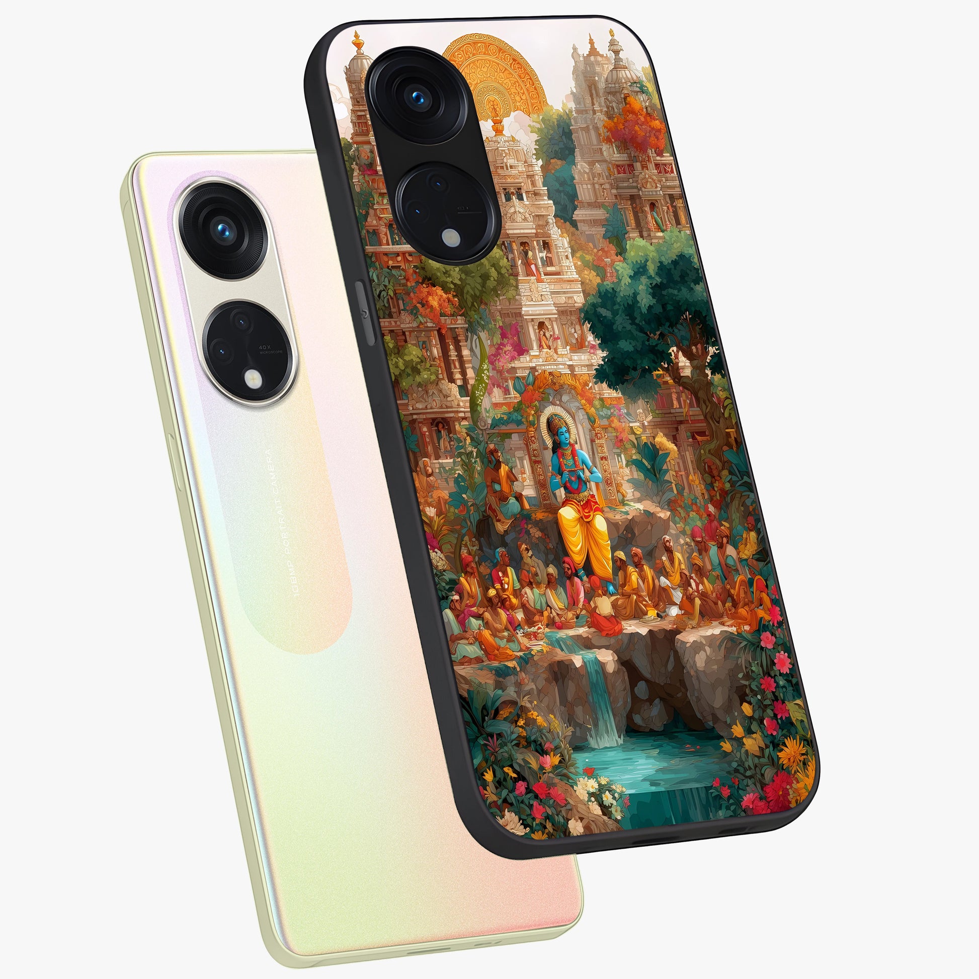Sacred Sunlight Gods Glass Case displayed in angled mockup highlighting radiant spiritual design with celestial aesthetic.