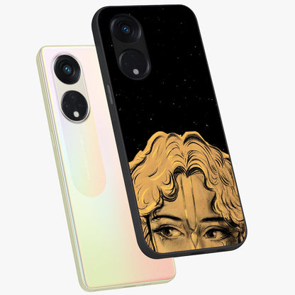 Shri Krishna Art Glass Case displayed in angled mockup highlighting spiritual Krishna illustration with divine aesthetic.