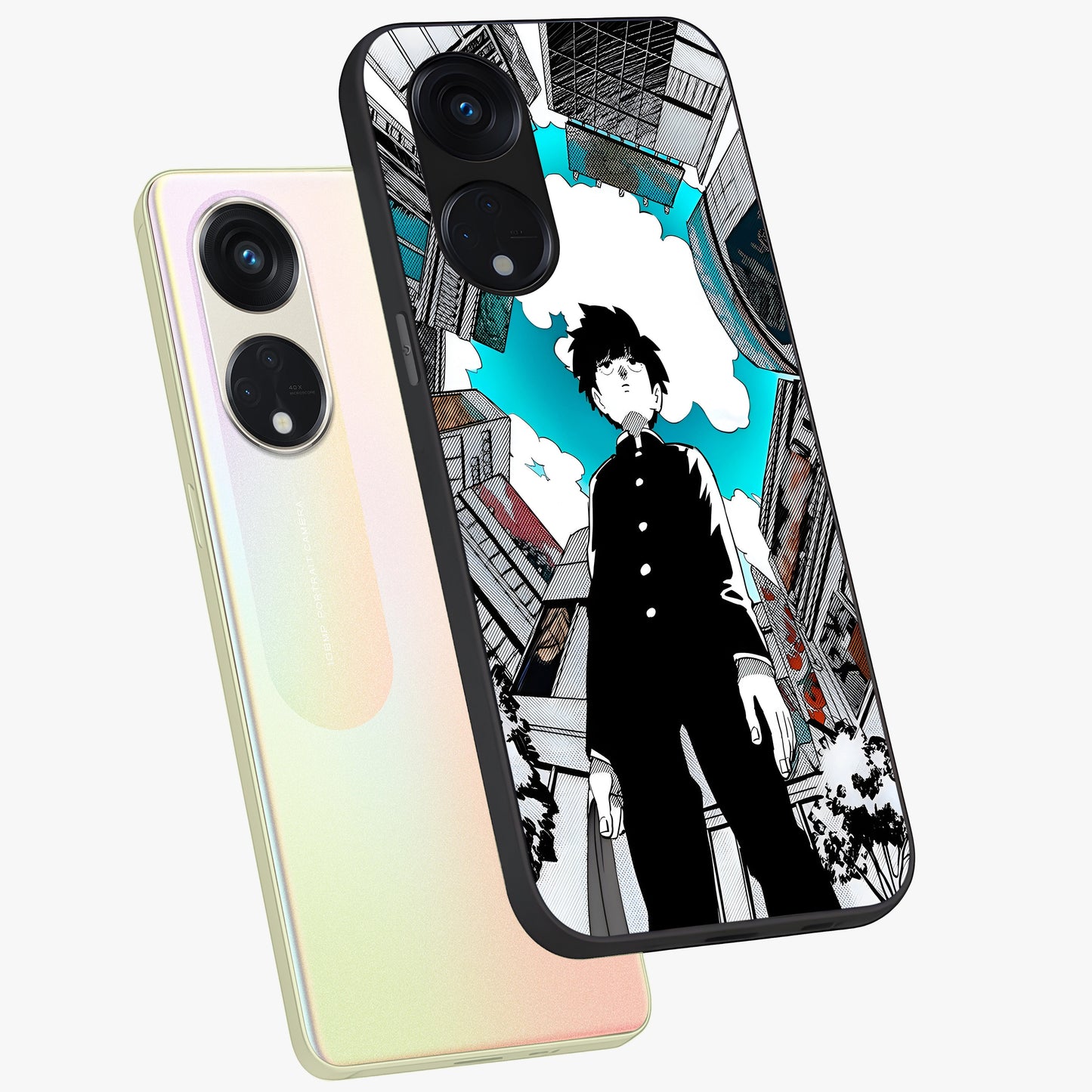 Silent Psychic Awakening Glass Case displayed in angled mockup highlighting spiritual awakening design with cosmic aesthetic.