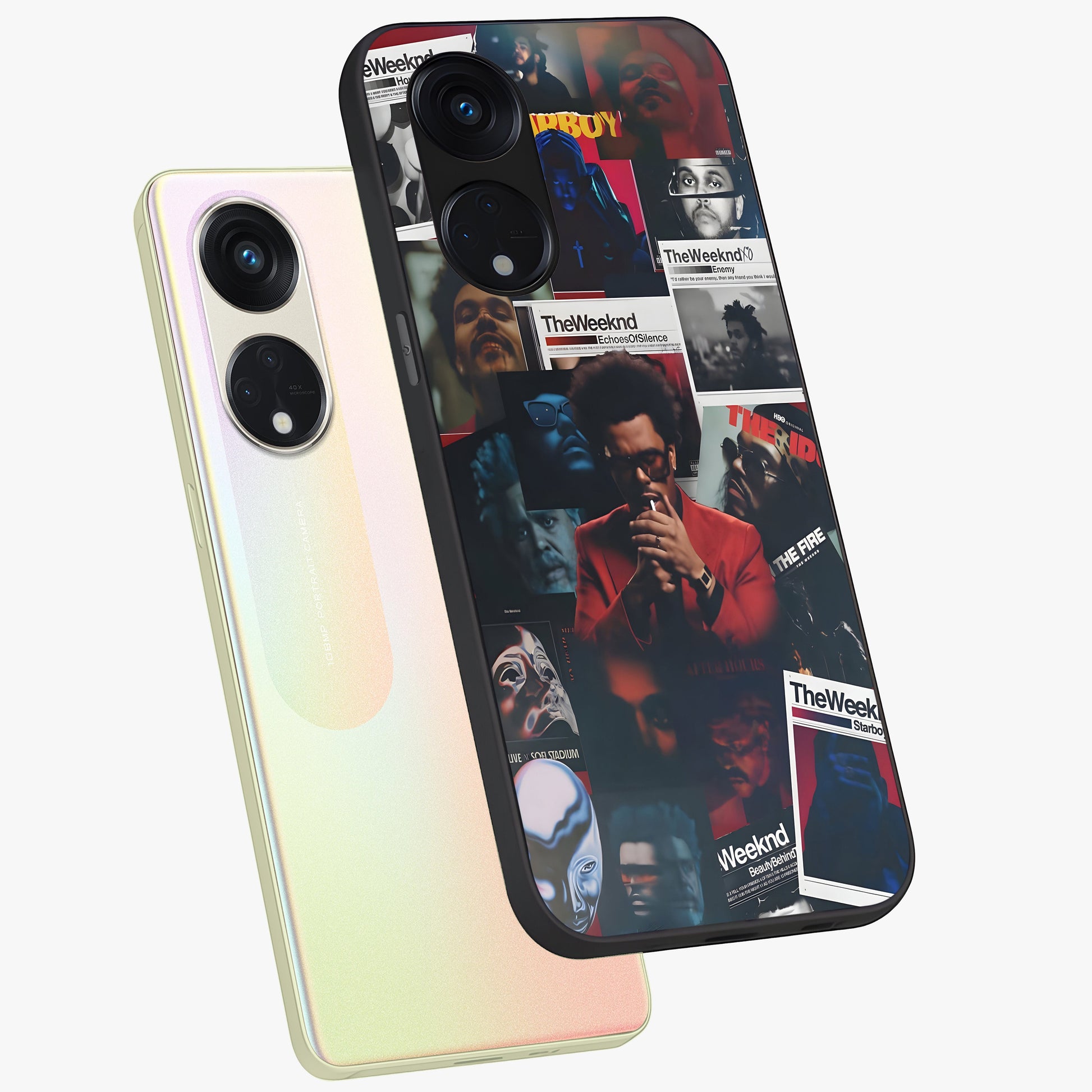 The Weeknd Glass Case displayed in angled mockup highlighting stylish pop culture inspired design with modern aesthetic.