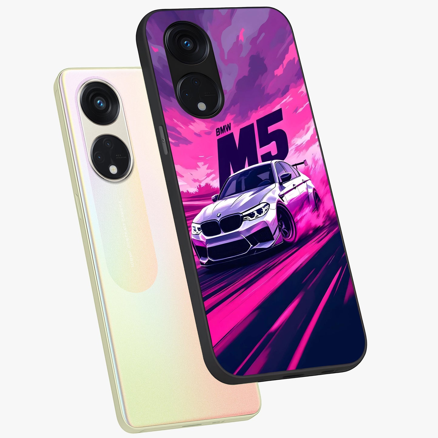 Velocity Drift Pulse Glass Case displayed in angled mockup highlighting dynamic drift design with sporty automotive aesthetic.