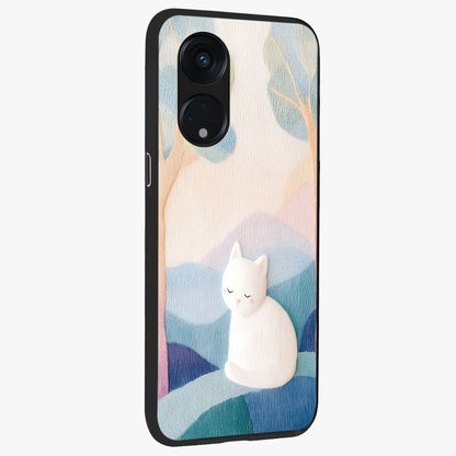 Cotton Dream Cat Glass Case upright view showcasing charming cat artwork with cozy dreamy theme.