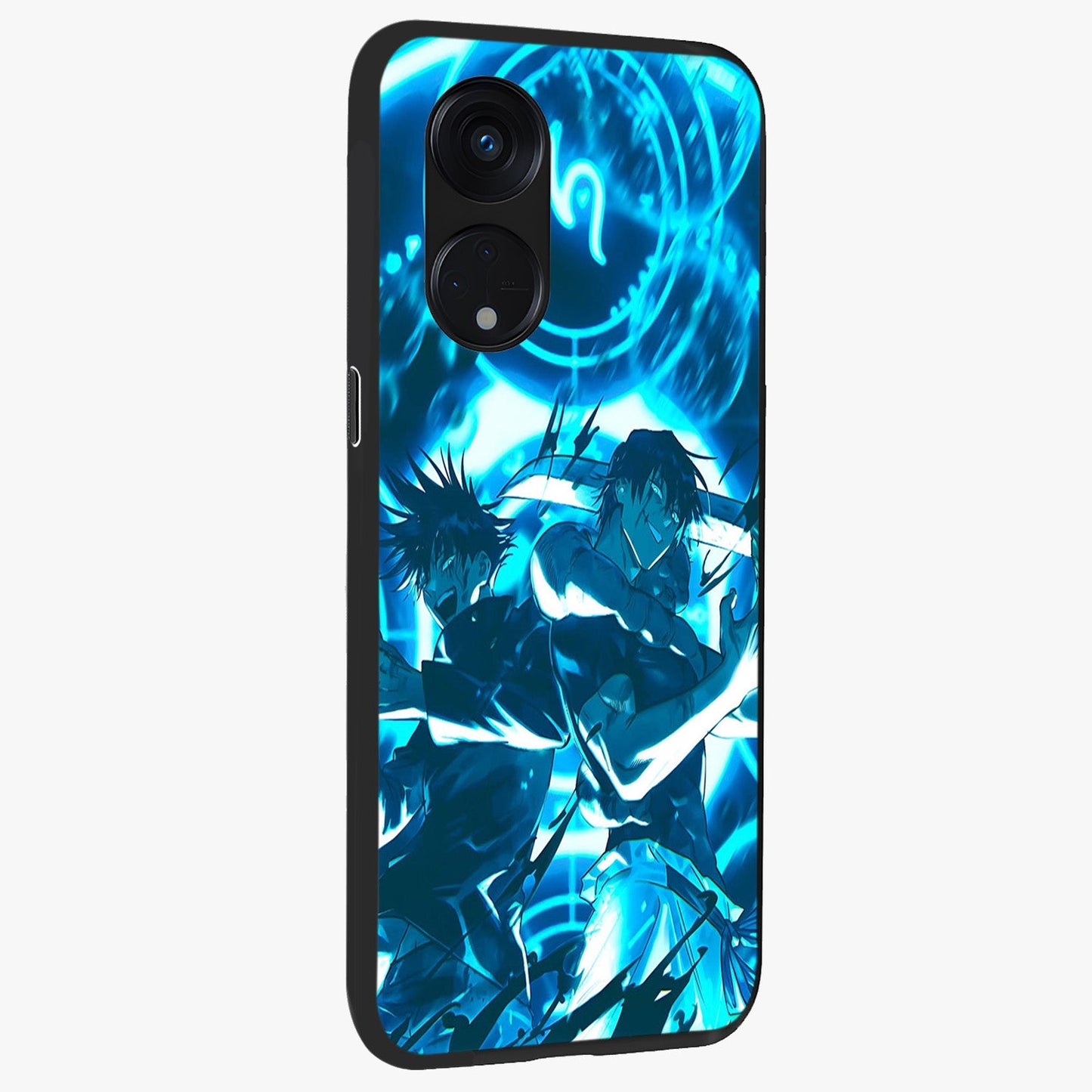 Cursed Energy Clash Glass Case upright view showcasing dramatic clash artwork with bold supernatural theme.