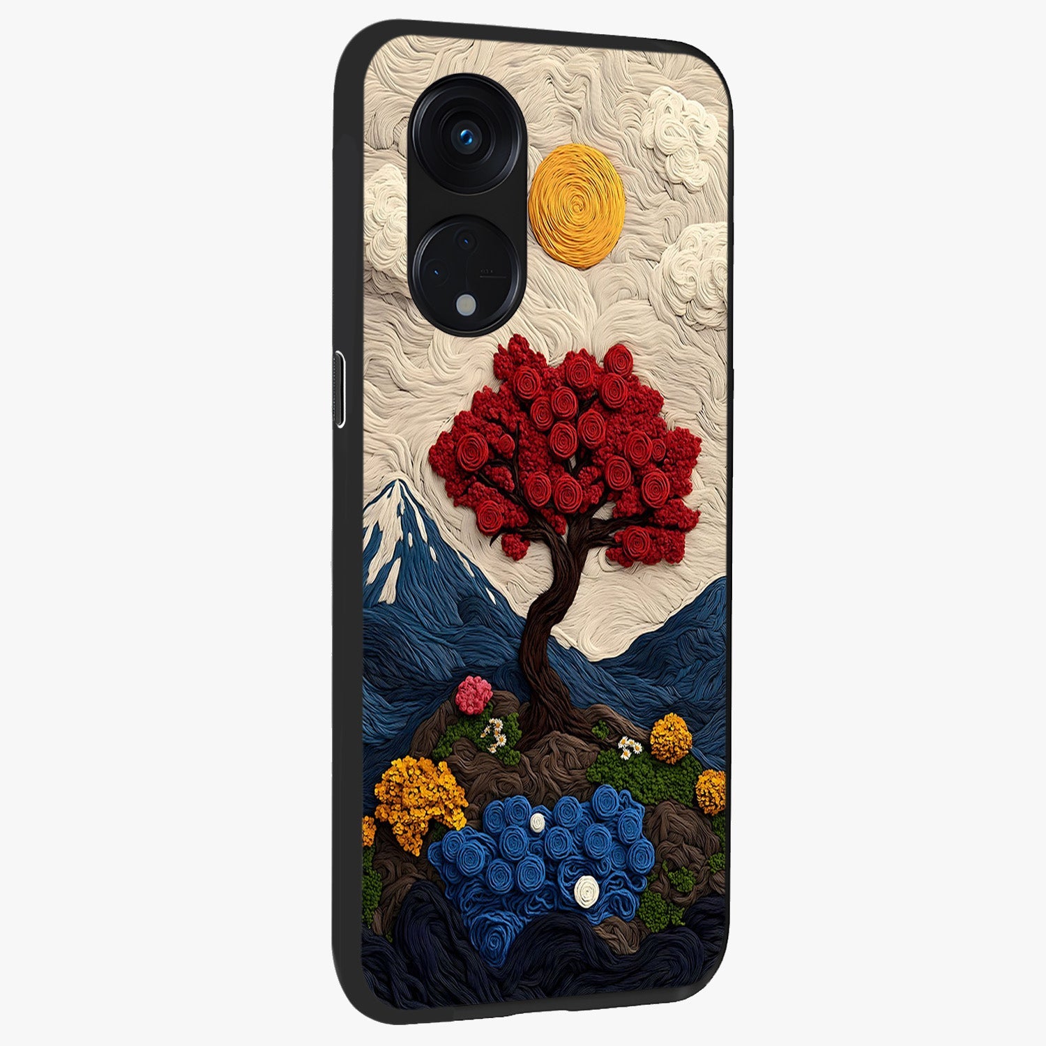 Eternal Nature Tapestry Glass Case upright view showcasing elegant nature tapestry design with decorative style.