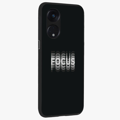 Focus Mode On Glass Case upright view showcasing strong typography statement with sleek motivational theme.