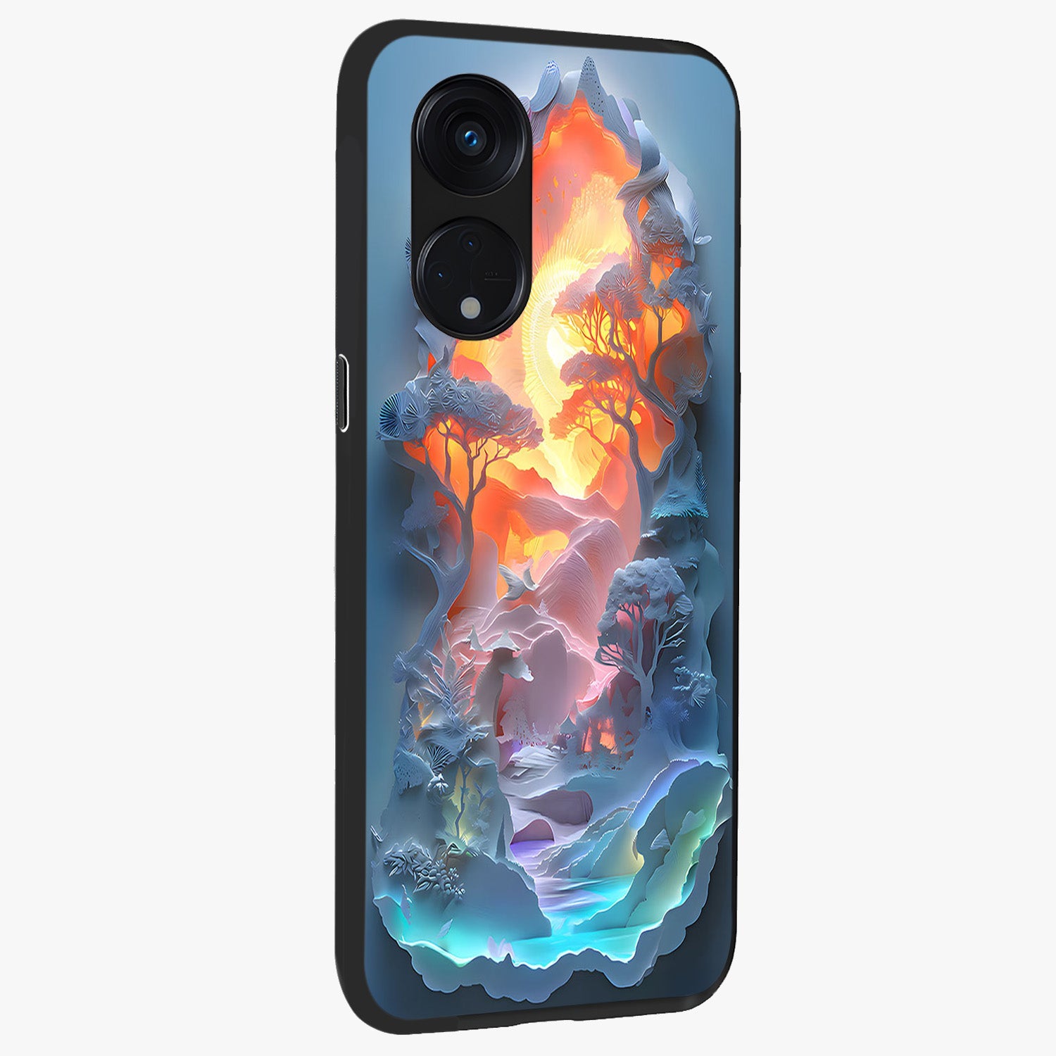 Glow Forest Portal Glass Case upright view showcasing enchanted forest portal artwork with fantasy nature theme.