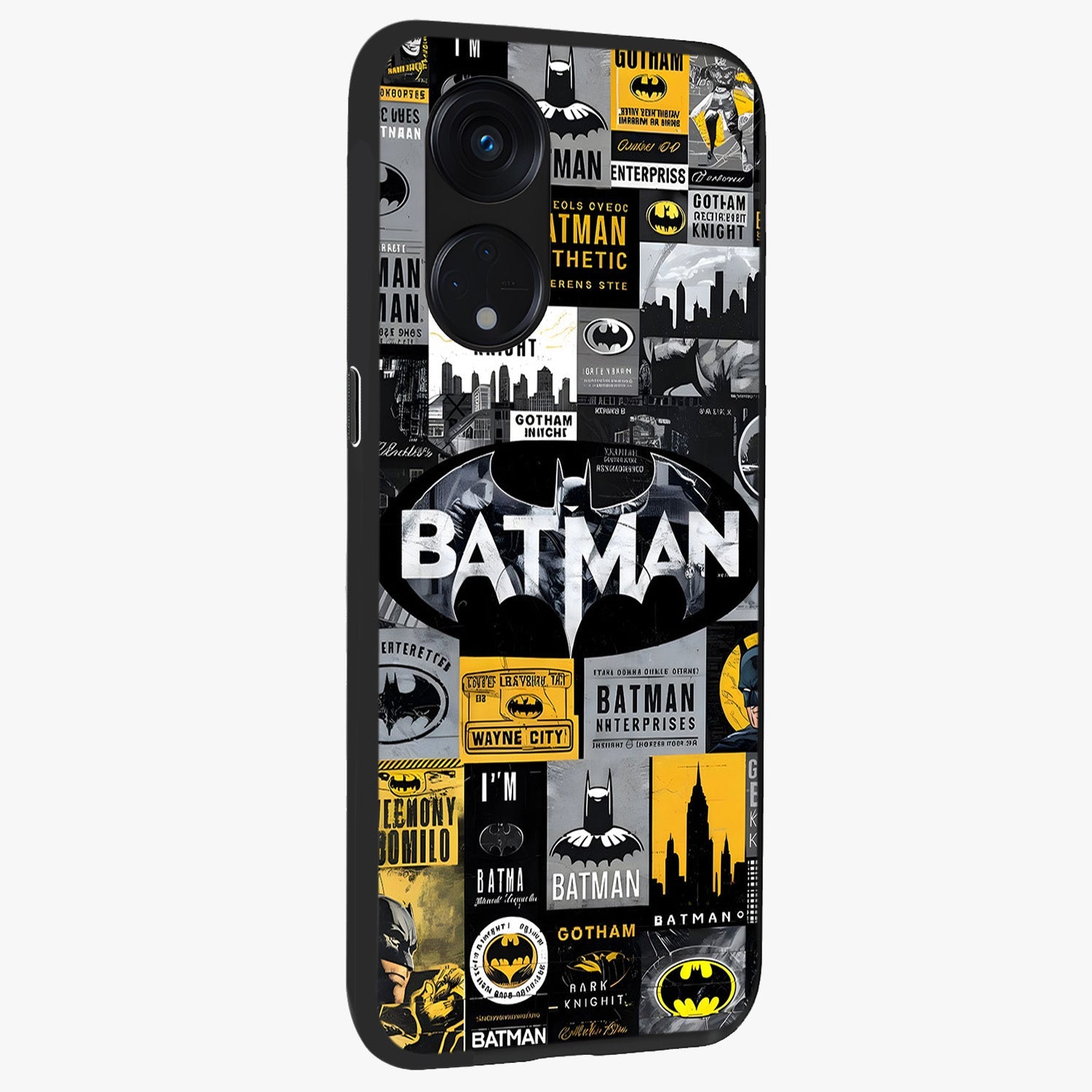 Knight Gotham Rise Glass Case upright view showcasing bold vigilante themed artwork with gothic city vibe.