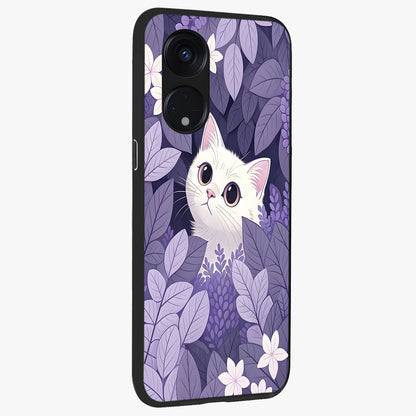 Lilac Hide Peek Cat Glass Case upright view showcasing charming cat artwork with adorable peek theme.