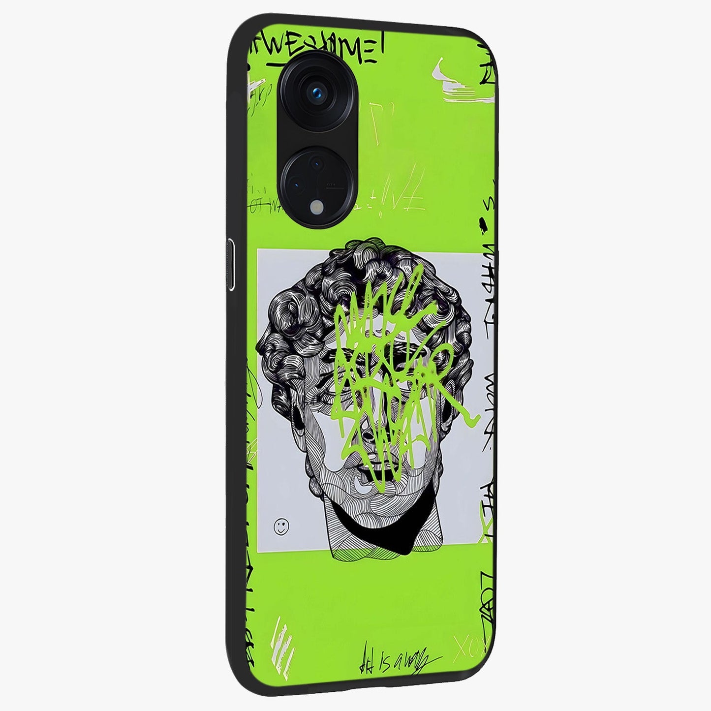 Neo Graffiti Rebellion Glass Case upright view showcasing colorful graffiti artwork with bold modern street style.